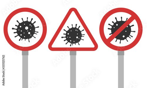 Coronavirus Covid-19 bacteria road sign