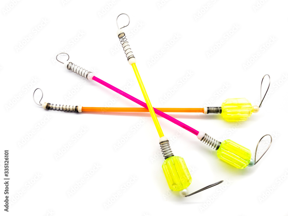 Bite alarm isolated on white background. Tools for fishing. Bite alarm isolated on white background. Tools for fishing.