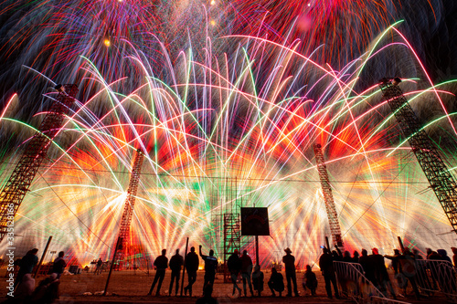 People watching a fireworks show in Tultepec, Mexico