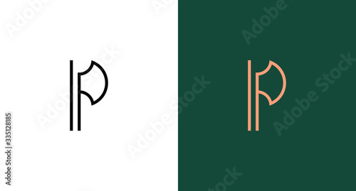 P + Axe logo template vector concept