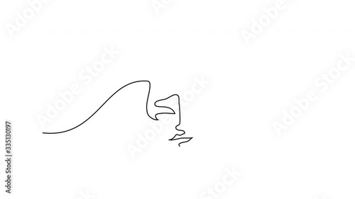 Self drawing simple animation of continuous one line drawing of female face. Abstract woman portrait. Hand drawing