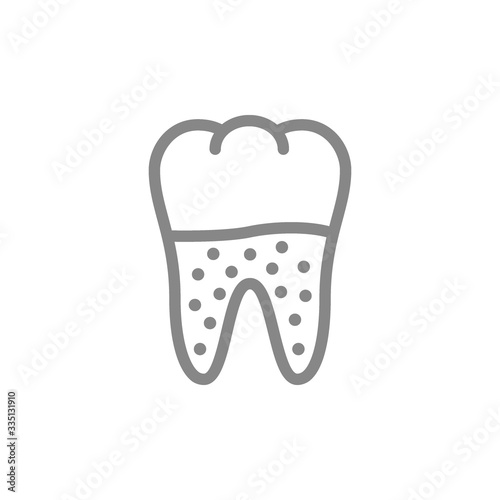Tooth decay line icon. Unhealthy tooth, caries, periodontitis symbol