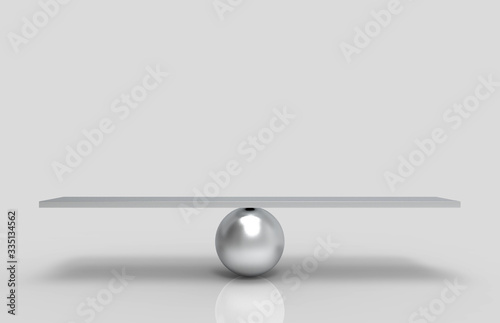 3d rendering. Empty blank aluminium silver sphere balance scale on white background.