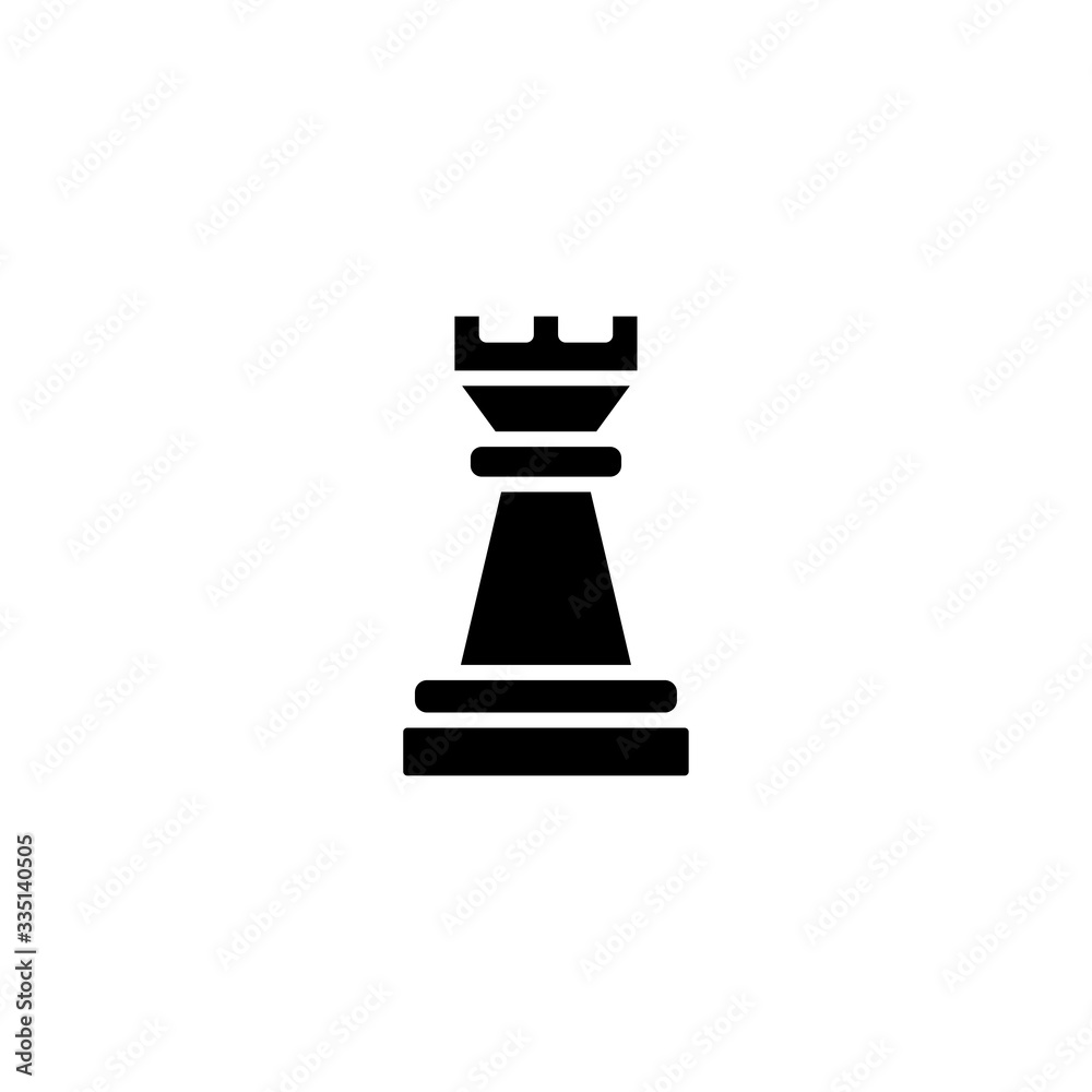 Chess rook vector icon. Chess symbol vector icon. Business and rook chess icon. Vector illustration. 