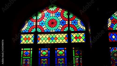 Stained glass window in Mosque, Shiraz, Iran