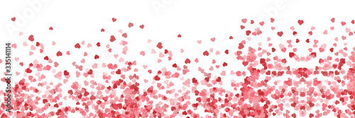 Love celebration's background with pink falling hearts over white.