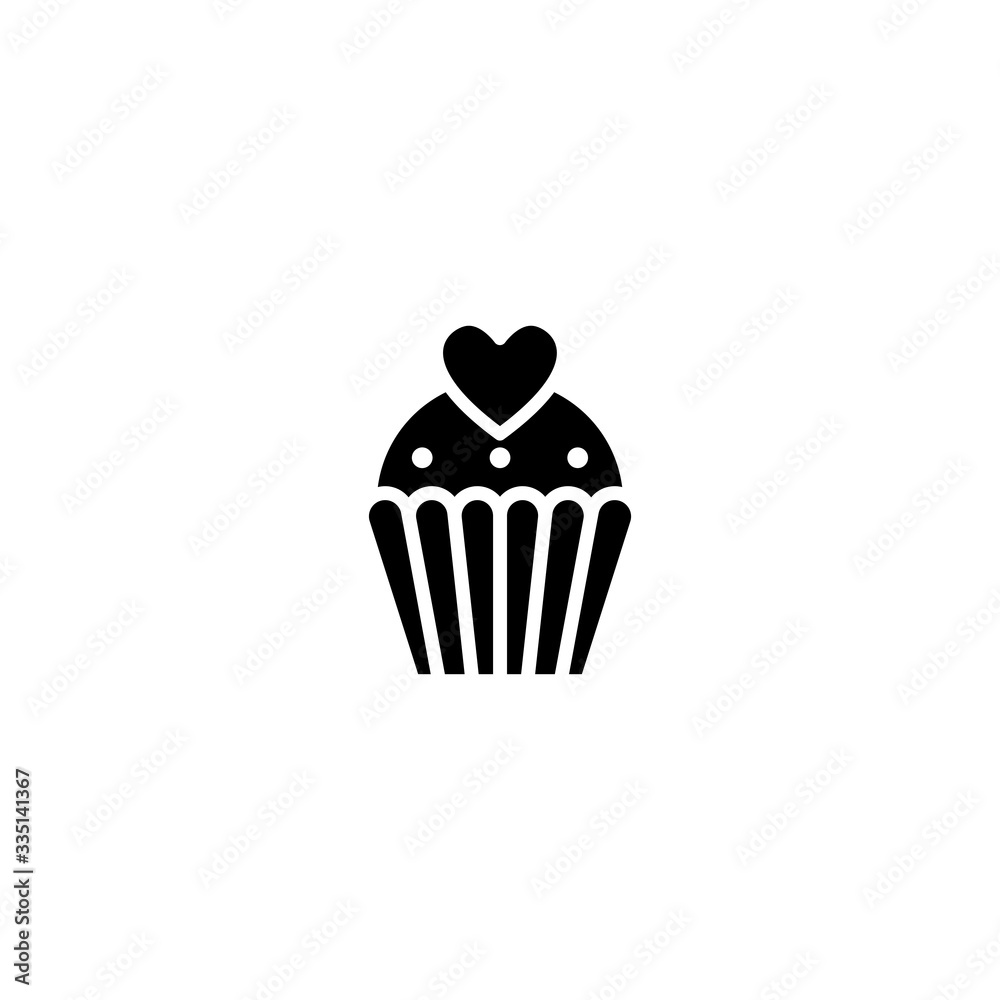Cupcake icon. Two-tone version of cupcake vector icon on white and black background. Small cake designed to serve one person.