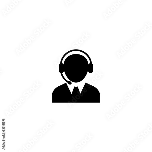 Call center vector icon. Customer support / customer service agent icon with headset or account manager flat vector icon for apps and website. Operator in Web sign. 