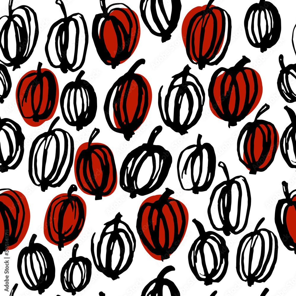 Black and white gooseberry hand drawn pattern. Black and white gooseberry hand drawn pattern.