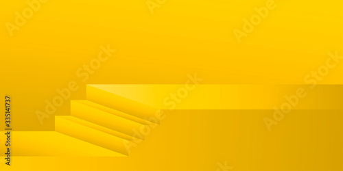 Empty vivid yellow studio background with steps for internet sale shopping. Banner advertise product. Vector mock up illustration for design website landing page.