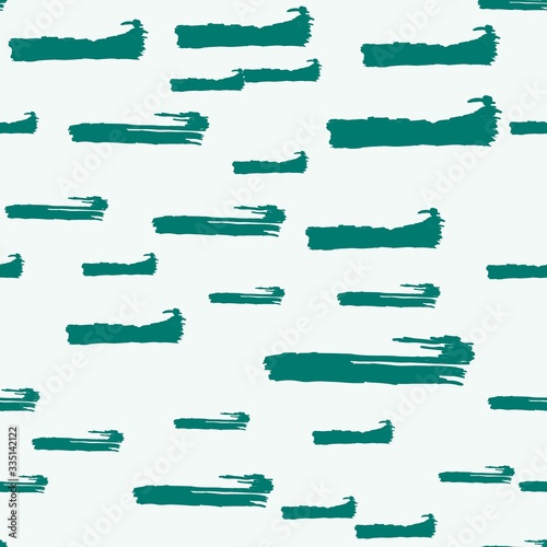 Many short green brush strokes form an endless pattern in one direction.
