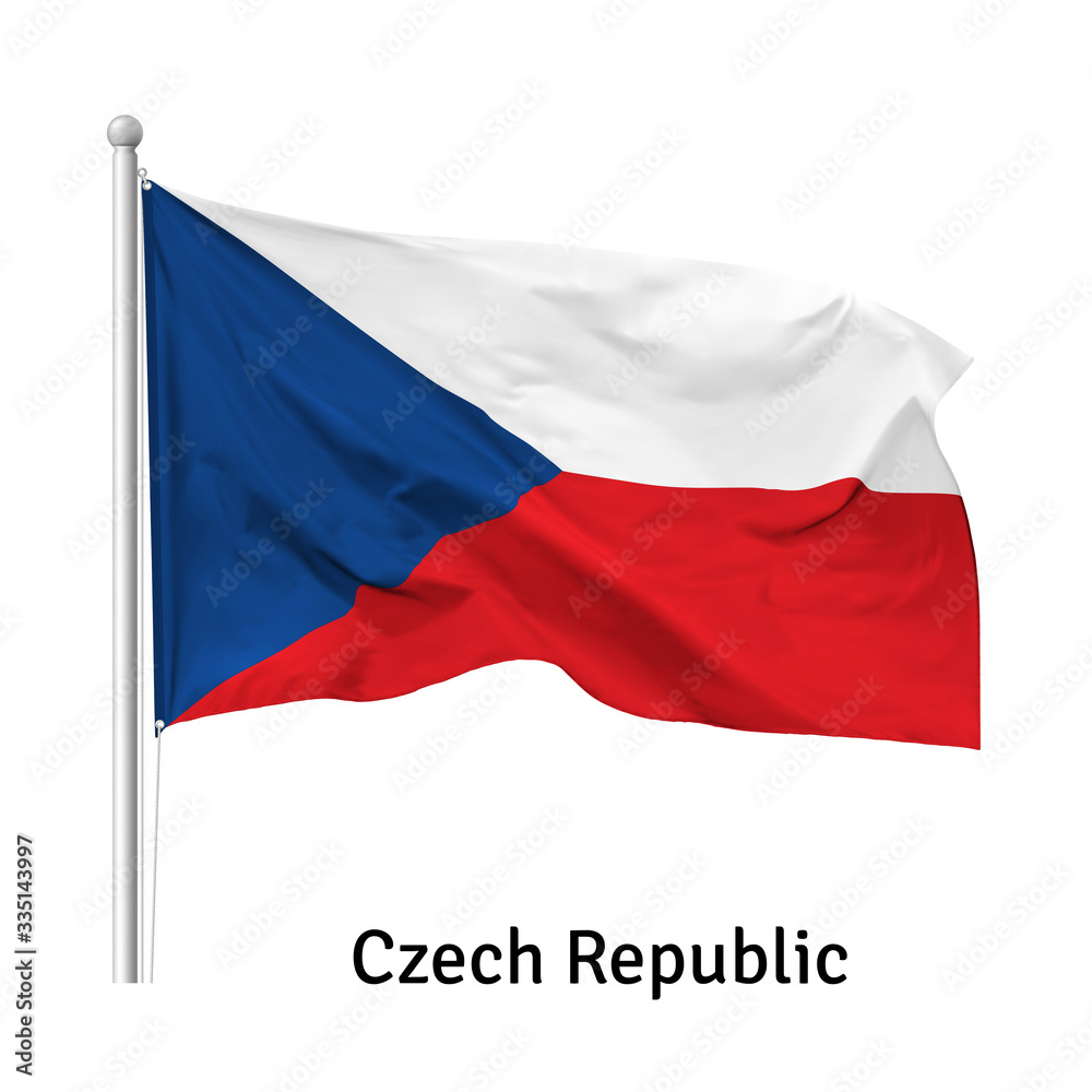 Flag of the Czech Republic in the wind on flagpole, isolated on white background, vector Flag of the Czech Republic in the wind on flagpole, isolated on white background, vector