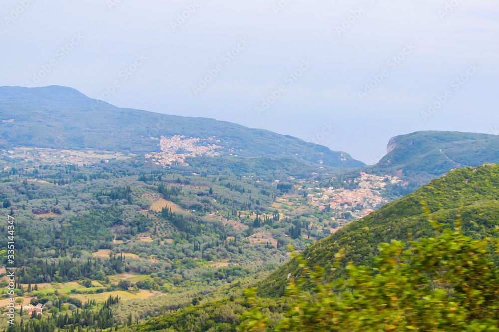 Road to Pantocrator monastery Corfu mountains Greece