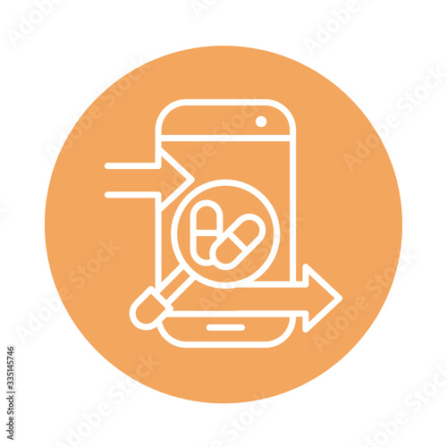 smartphone ordering medicine cargo delivery block style icon
