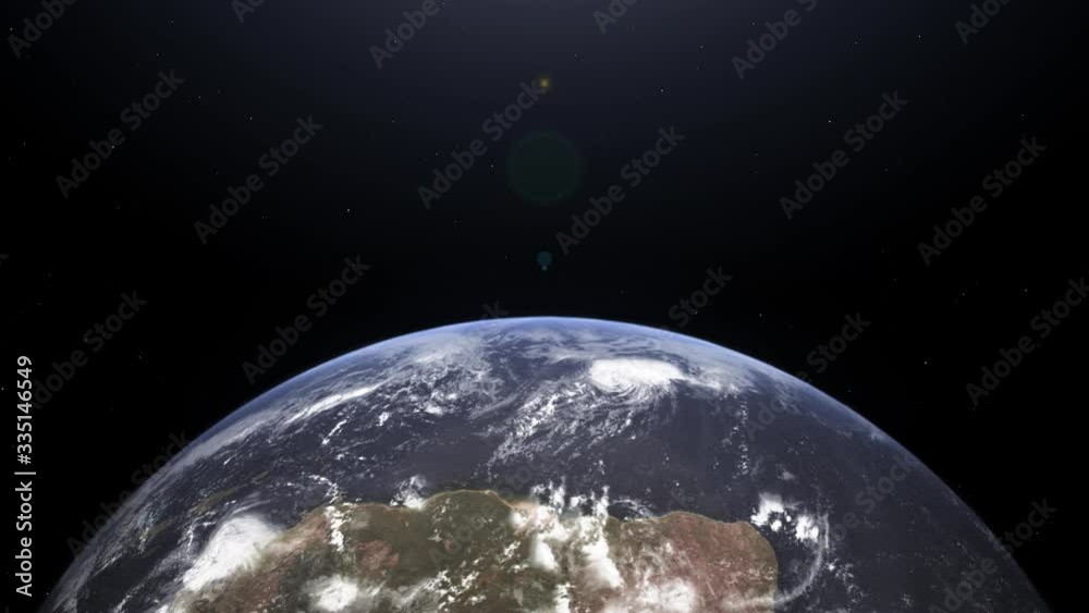Planet Earth, view from space. 3d 4K animation of terrestrial globe.