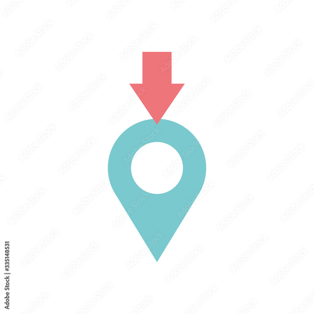arrow with location pin icon, flat style arrow with location pin icon, flat style
