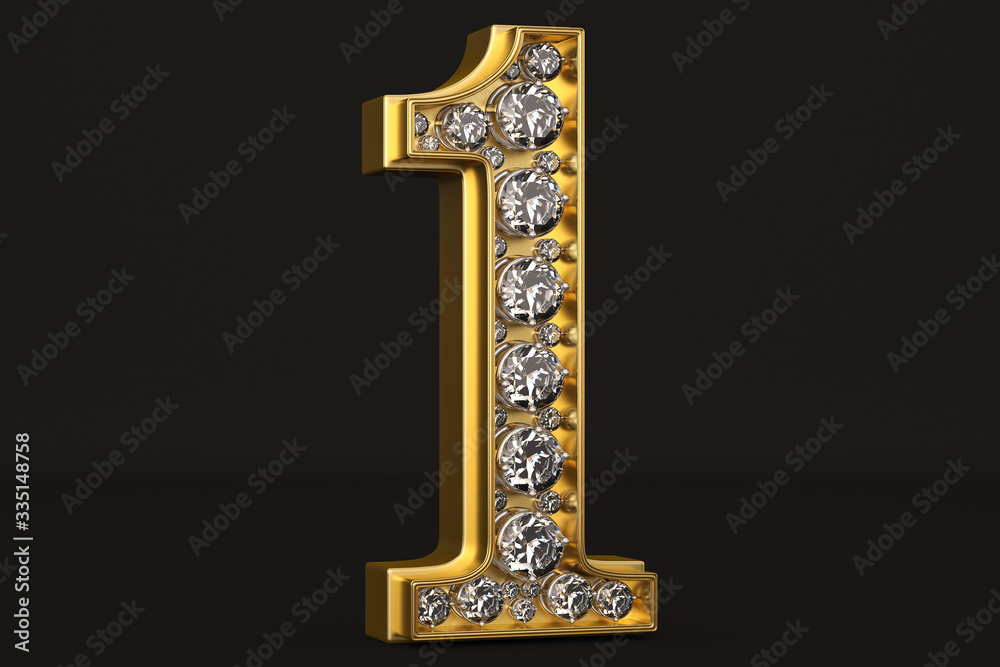 3D Golden Number One Stock Illustration