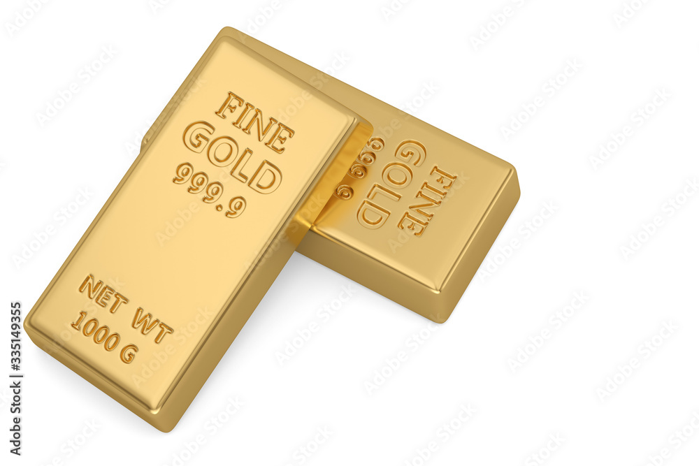 Gold bars pile isolated on white background. 3D illustration. Gold bars pile isolated on white background. 3D illustration.