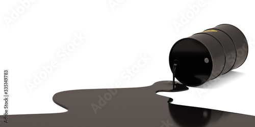Oil Spill Health Risk oil drum isolated on white background. 3D illustration.
