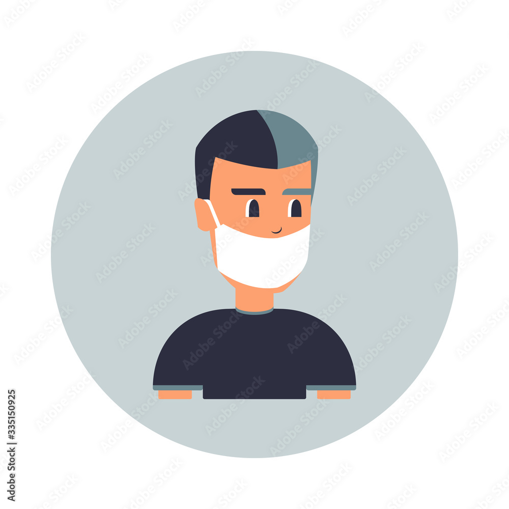 persona con mascarilla para prevenir enfermedades respiratorias, métodos de  prevención mas usadas, quédate en casa Stock Illustration | Adobe Stock