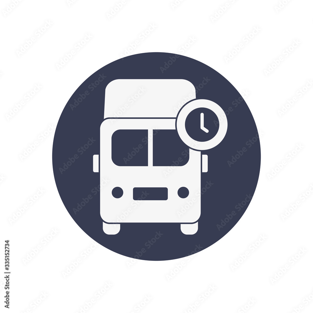 cargo truck and clock icon, block style cargo truck and clock icon, block style