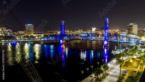 The Main Street Bridge and St Johns River in Jacksonville Florida Time Lapse