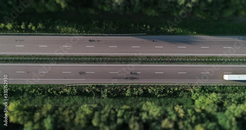 Highway between tiltshift fields photo