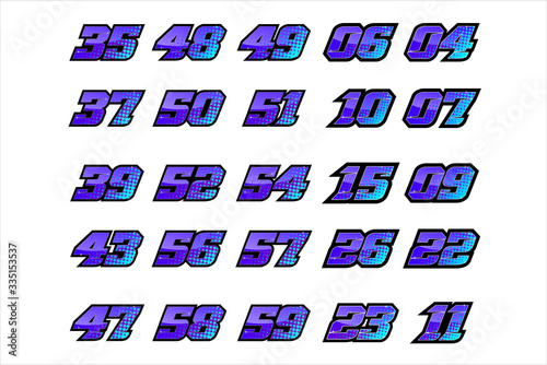 Set of racing number, start racing number, sport race number with halftone dots style vector illustration eps 10