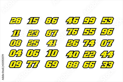 Obraz na płótnie Set of racing number, start racing number, sport race number with halftone dots