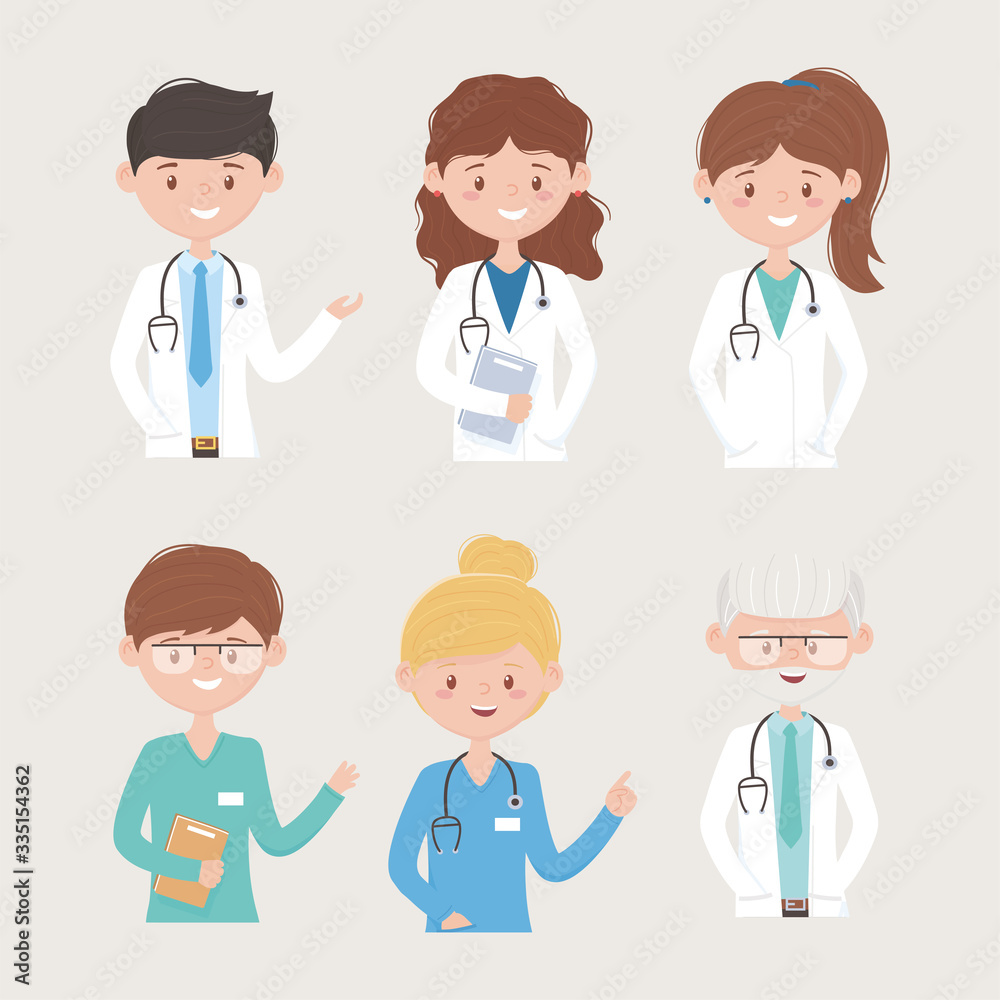 portrait team medical staff professional practitioner cartoon character portrait team medical staff professional practitioner cartoon character