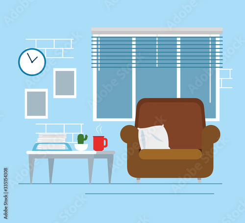 living room home place with couch vector illustration design