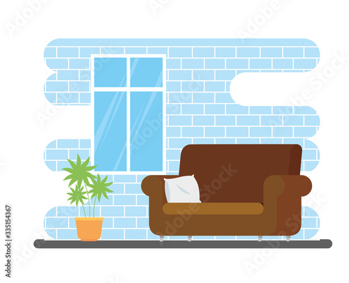living room home place with couch vector illustration design