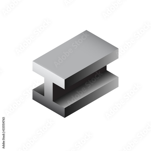 Steel product vector icon. H profile shape. That alloy of iron from steel production industry and metallurgy used as beam, bar, frame, girder, structure in engineering, construction building material.