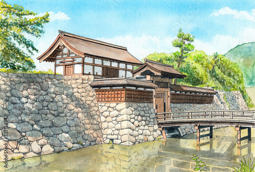 透明水彩画 松代城 Stock Illustration Adobe Stock
