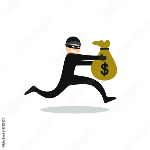 Robber run with money clipart vector