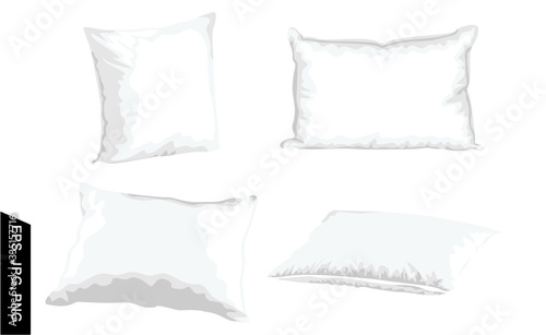set of white pillow vector