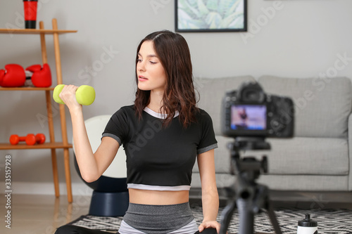 Young female blogger record...