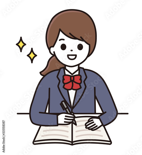 学生 女の子 勉強 イラスト
