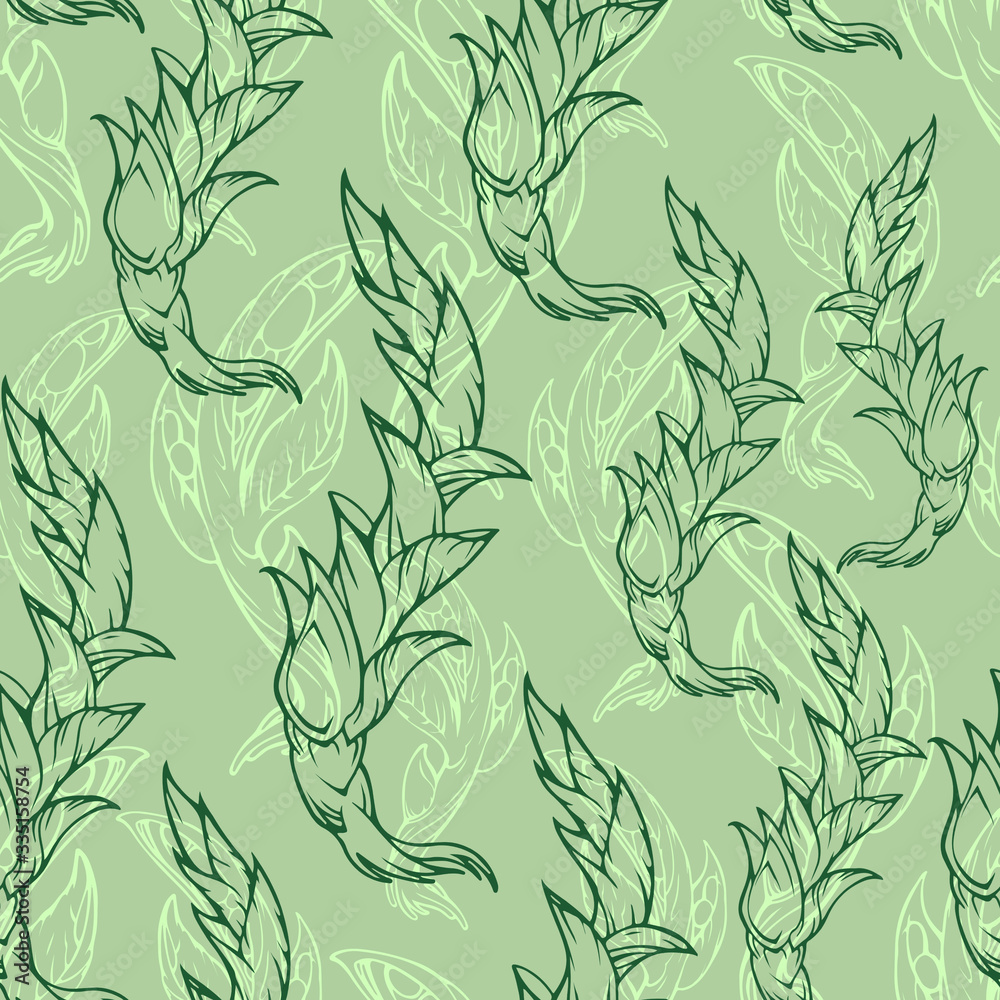 Fototapeta premium Abstract succulents seamless floral pattern
