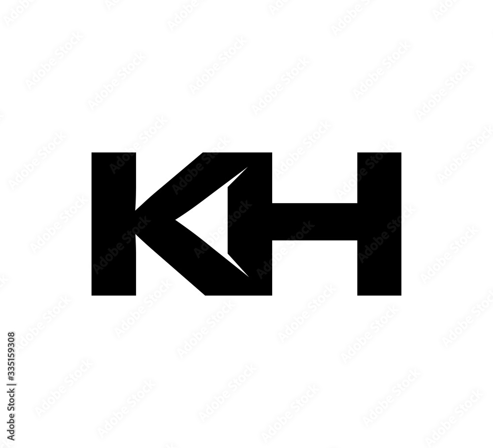 Initial 2 letter Logo Modern Simple Black KH Initial 2 letter Logo Modern Simple Black KH