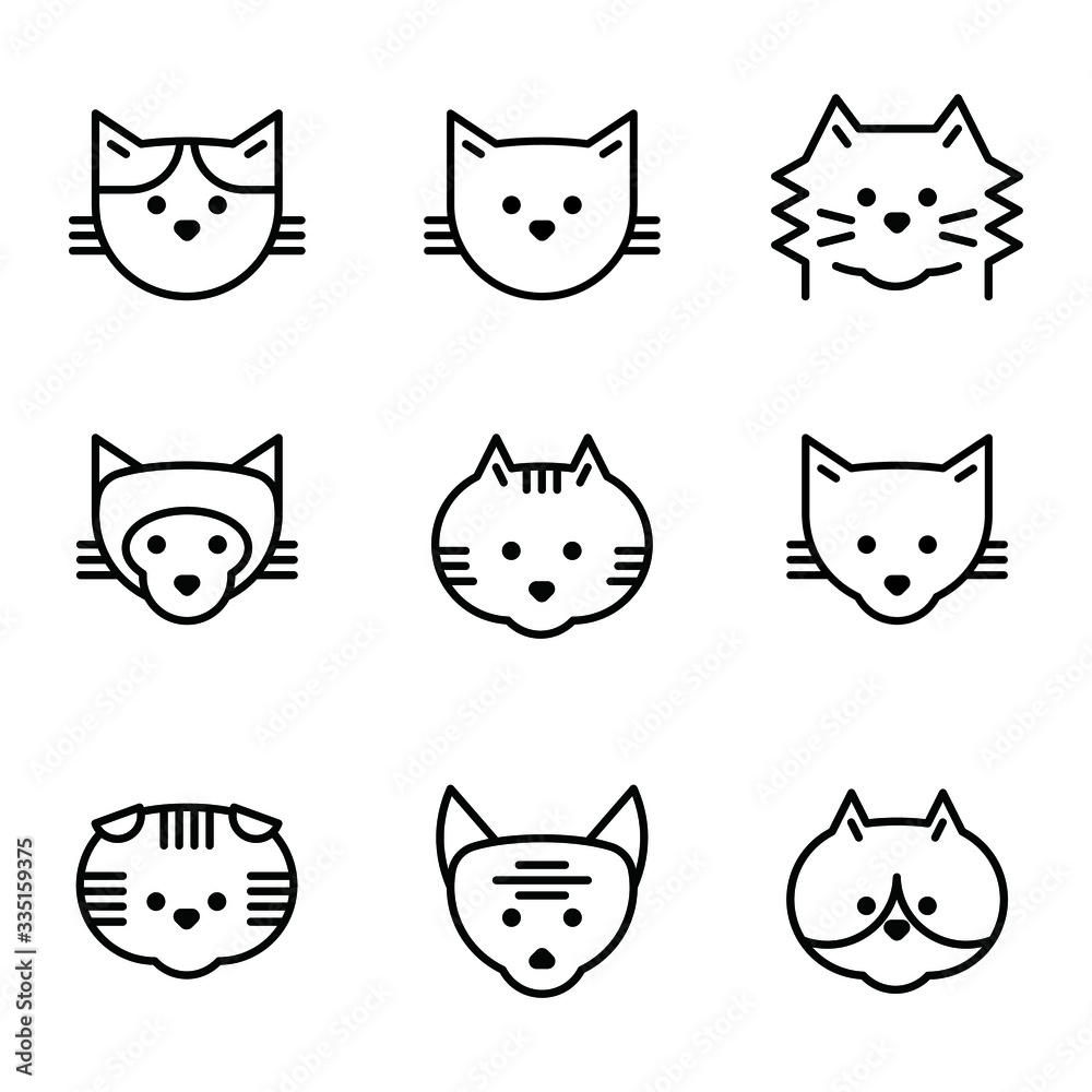 Cat icon set - vector