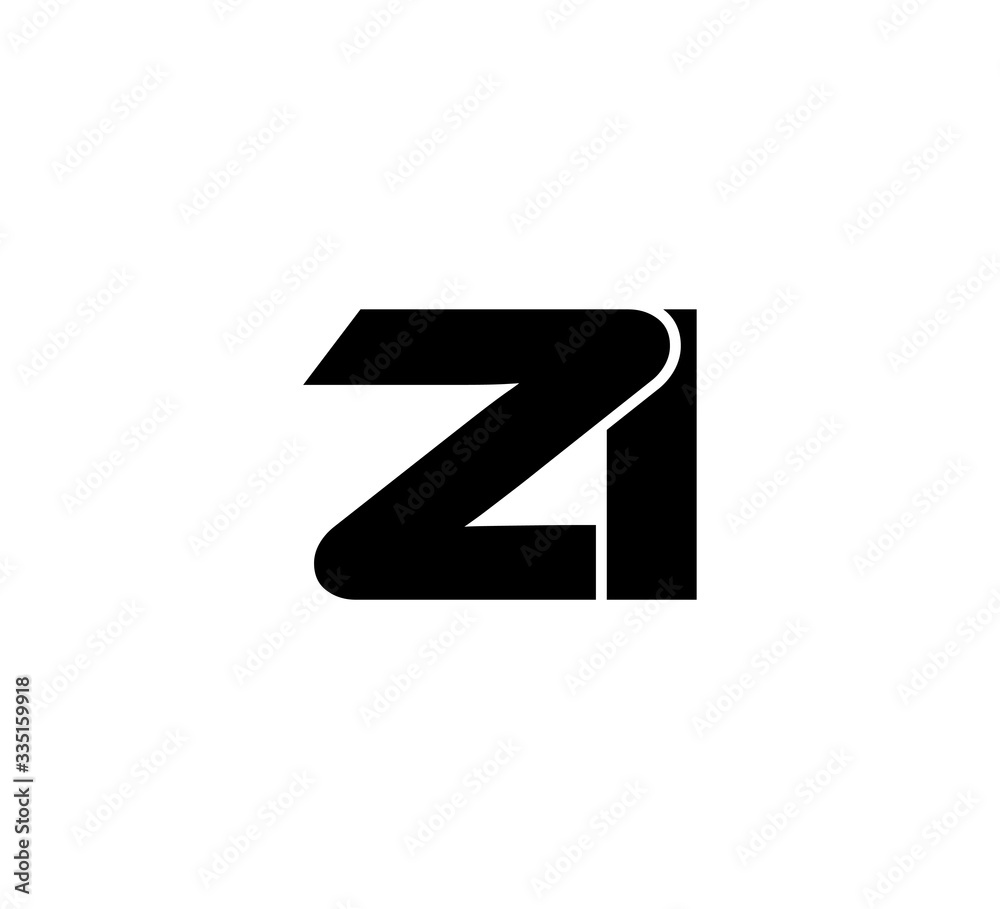Initial 2 letter Logo Modern Simple Black ZI Initial 2 letter Logo Modern Simple Black ZI