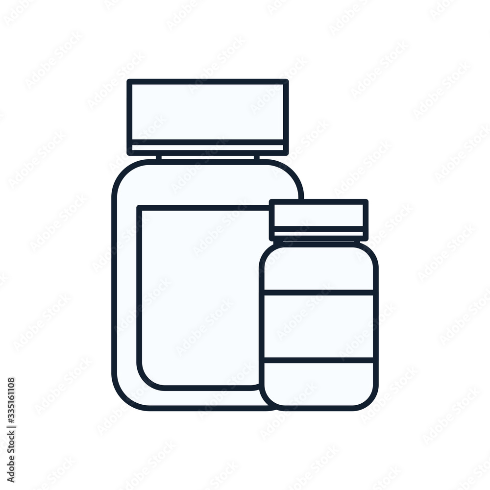 Pills jars line style icon vector design Pills jars line style icon vector design