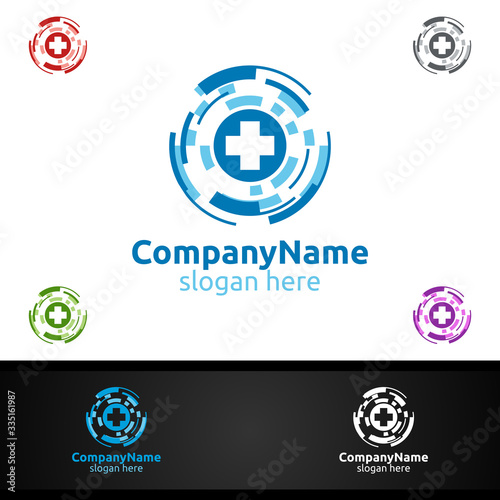 Biomedicine Cross Medical Hospital Logo for Emergency Clinic Drug Store or Volunteers Concept