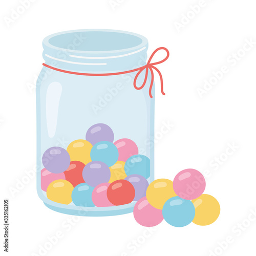 jar glass with balls candies sweet confectionery isolated icon