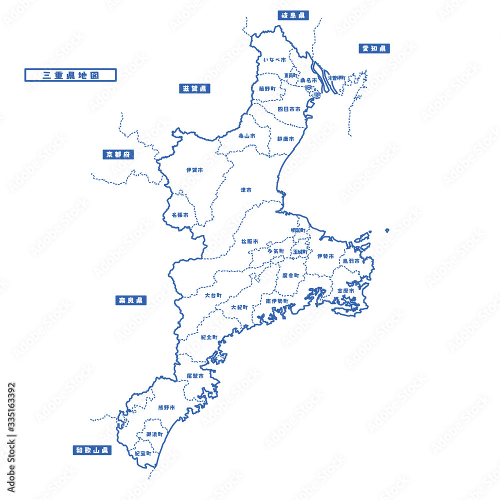 三重県地図 シンプル白地図 市区町村 Stock Vector Adobe Stock 三重県地図 シンプル白地図 市区町村 Stock Vector Adobe Stock