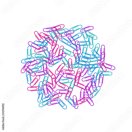 Stationary paperclips isolated on white background