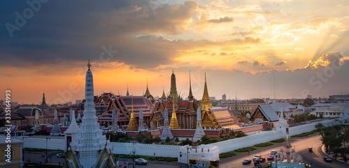 The beautiful of  Wat Phra Kaew or Wat Phra Si Rattana Satsadaram at twilight This is an important buddhist temple and a famous tourist destination  It is located in the historic centre of Bangkok.