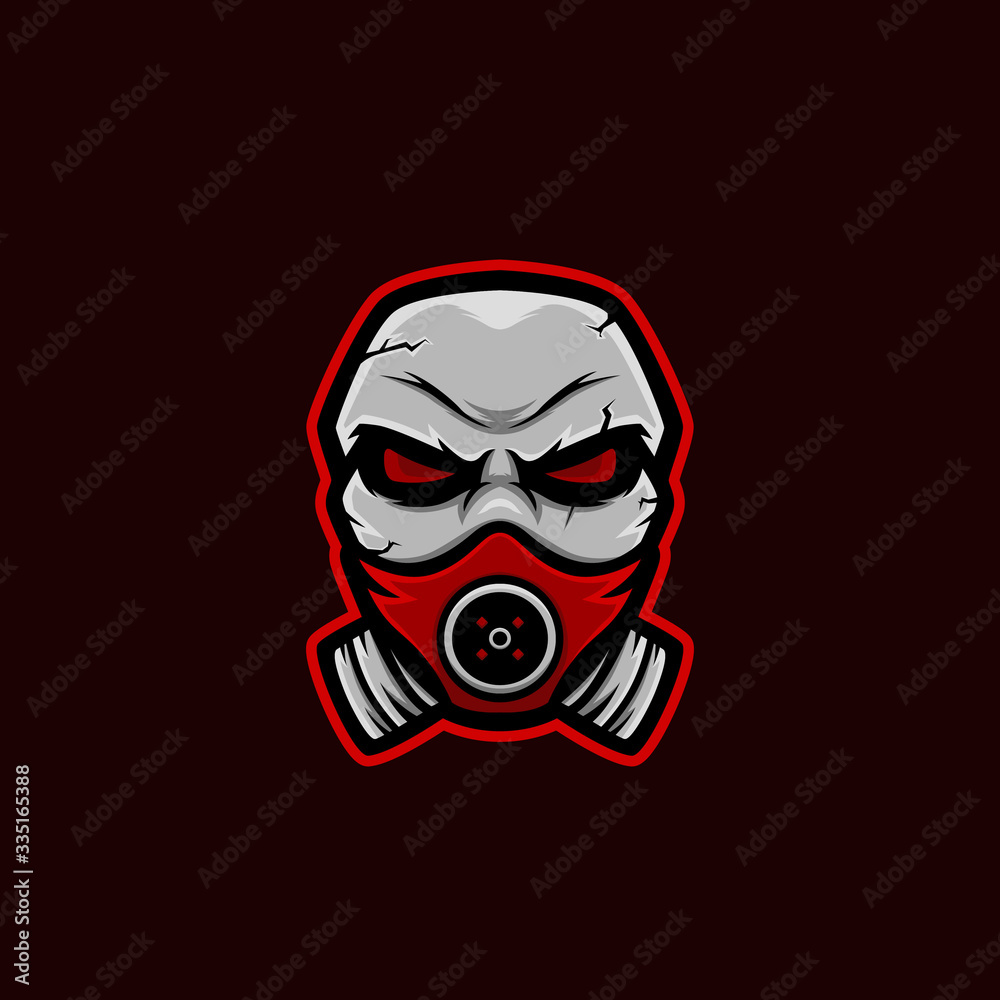 masked skull mascot logo. corona skull mascot for gaming squad