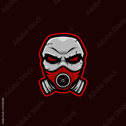 masked skull mascot logo. corona skull mascot for gaming squad